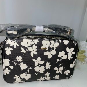 Bolso mini floral negro y crema