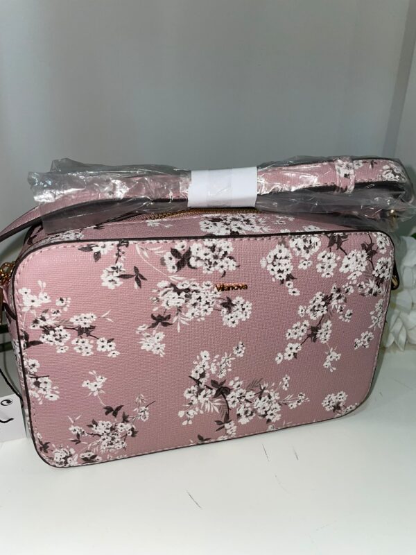 Bolso mini floral rosa y blanco